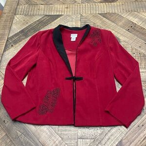 Stylish Red Blazer with Black Detailing